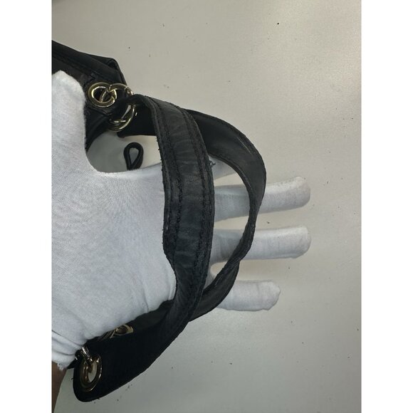 Michael Kors Braided Grommet Black Leather Shoulder Large Handbag - Picture 6 of 8